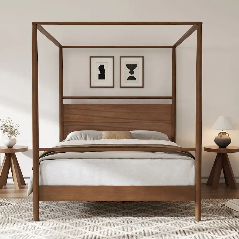 Modern Heritage Solid Pine Canopy Platform Bed – Full, Queen, King