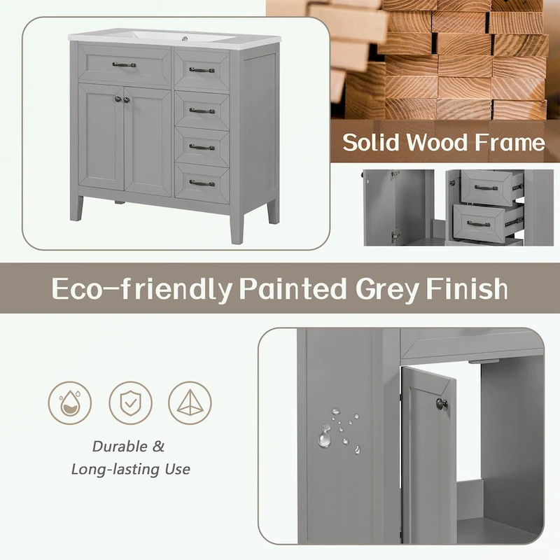 Bathroom Cabinet with Drawers and Sink Combo