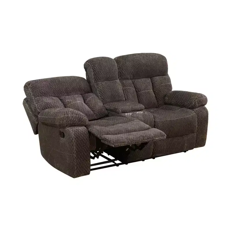MAYEERTY Reclining Loveseat, 2-Seat Recliner Non-Pilling Breathable Fabric with Storage Groove & Cup Holders for Living Room, Brown