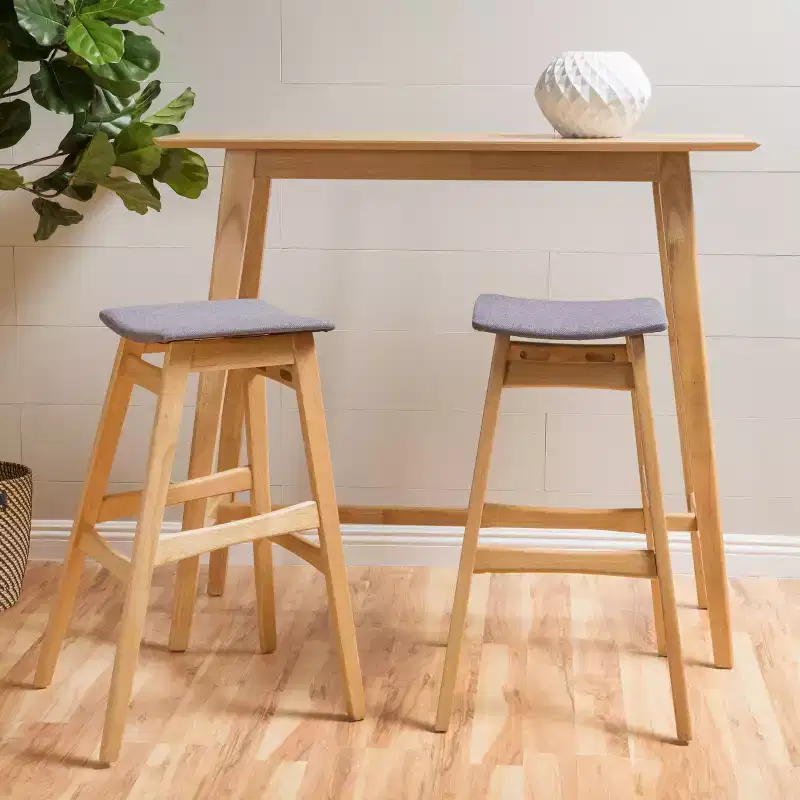 GDFStudio Elise Mid-Century Modern Fabric Upholstered 29.5 Inch Backless Barstools (Set of 2)