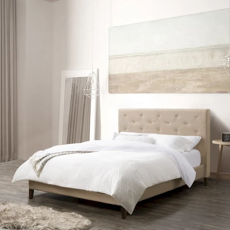 Nova Ridge Upholstered Button-Tufted Bed Frame, Full