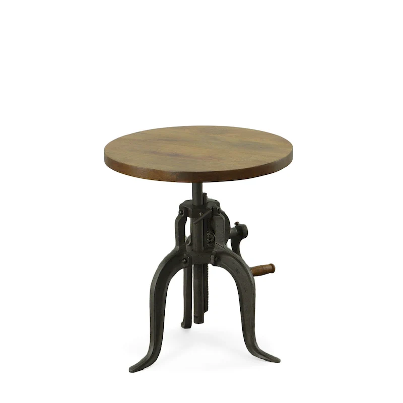 Regan Adjustable Accent Table - Chestnut Top - Black Base