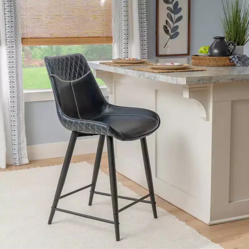 Upholstered Counter Height Barstool Blue