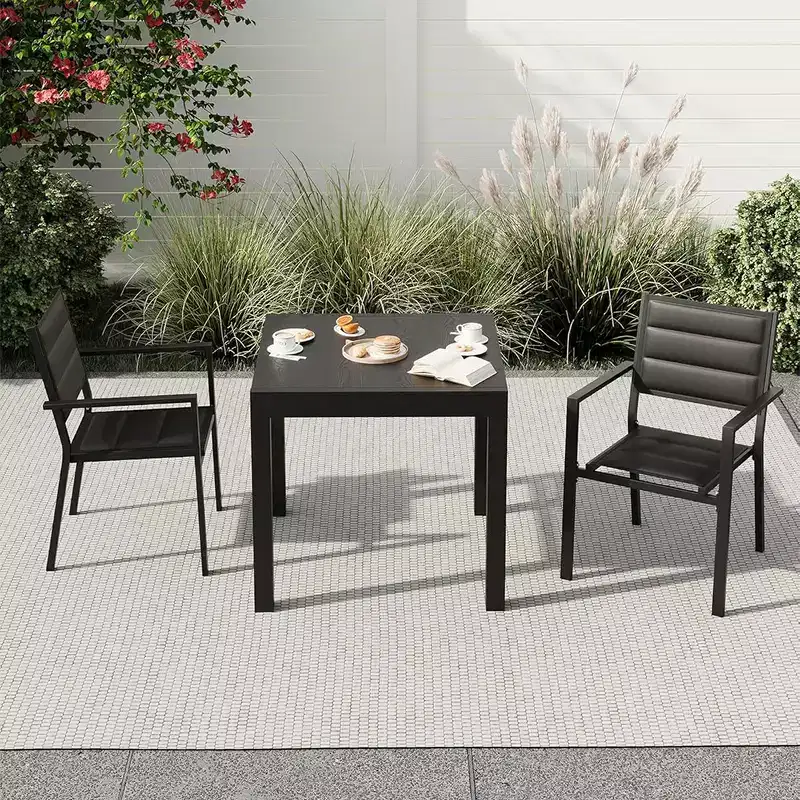 Extentable Outdoor Dining Table Set for 4-6 Persons, 31.5-63 inch Patio Table, Aluminum Frame