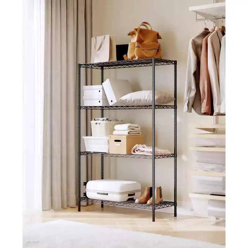 4-Tier Metal Wire Shelving Unit with Adjustable Shelves - Heavy Duty Storage Rack