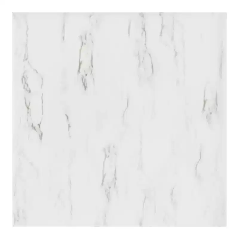 Lavish Home Round Coffee Table with Faux Mable Top and Metal Crossbeam, White/Gold