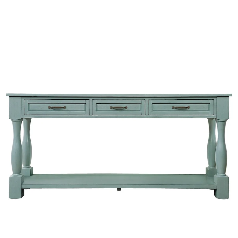 Solid Wood Console Table with 3 Drawers and Bottom Shelf - 63W