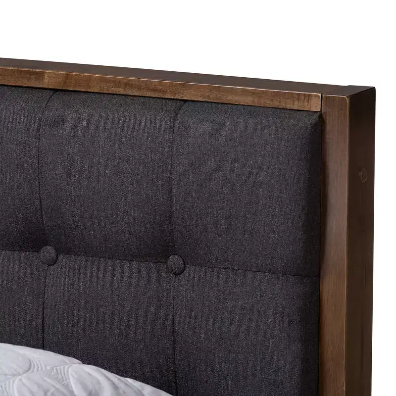Jupiter Mid Tufted Platform Bed Gray - Baxton Studio