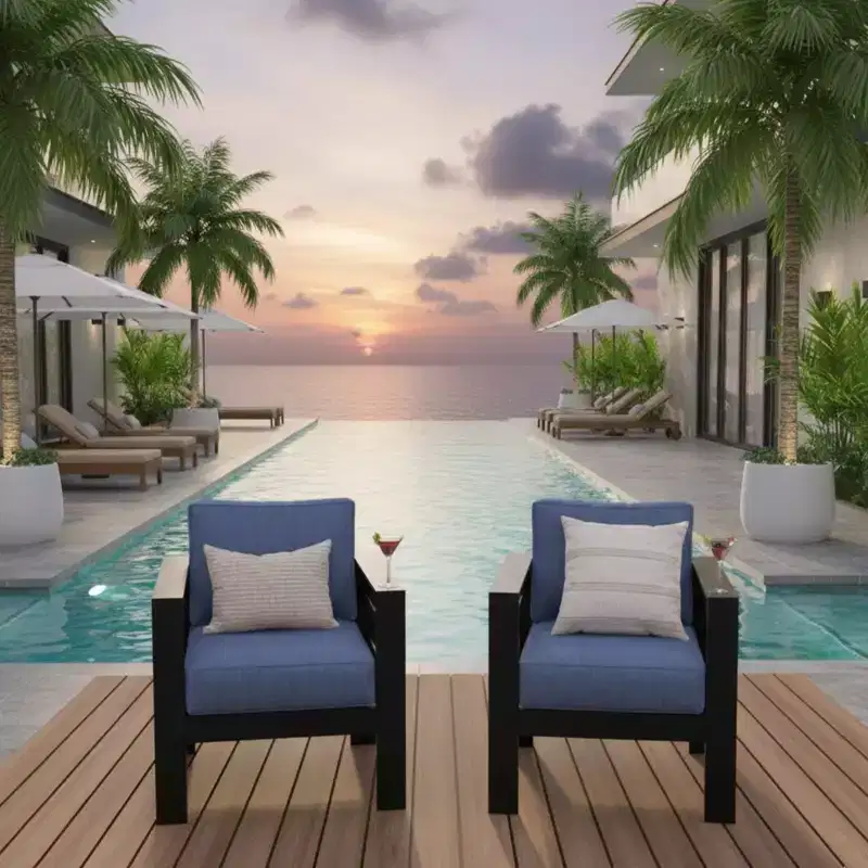2-Pack 28 All-Weather Aluminum Patio Armchairs with Thick Cushions