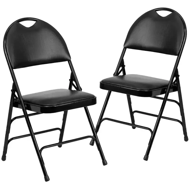 Extra Large Ultra-Premium Triple Braced Metal Folding Chair with Easy-Carry Handle