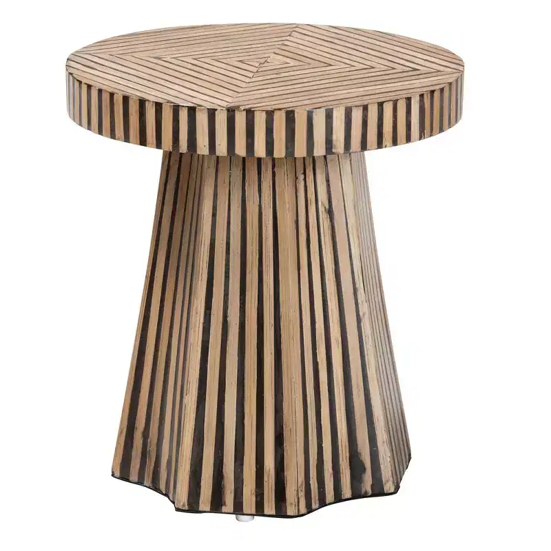 Two-Tone Bamboo End Table, Dark Brown/Natural Brown