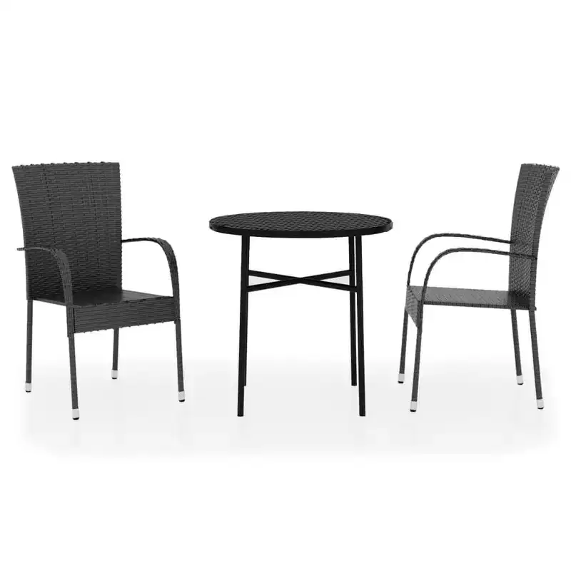 vidaXL Patio Dining Set Outdoor Wicker Table and Chair Set Poly Rattan