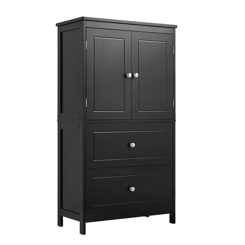 Freestanding Wooden Storage Cabinet with 2 Doors & Adjustable Shelves – Rustic Brown