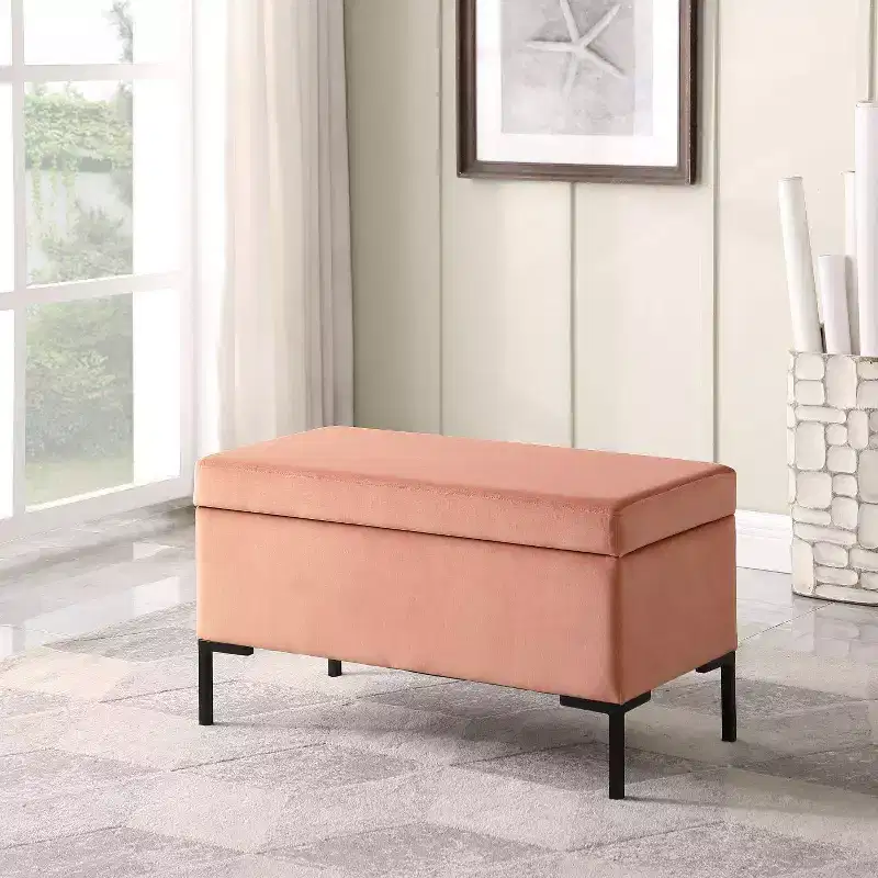 Medium Storage Bench with Metal Legs - HomePop