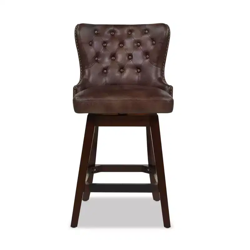 Jennifer Taylor Home Holmes 27 Tufted High-Back 360 Swivel Counter-Height Barstool