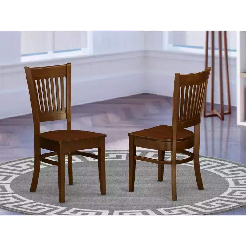 HomeStock Wooden Dining Chair 2-Piece Set- Wooden Seat and Slatted Back