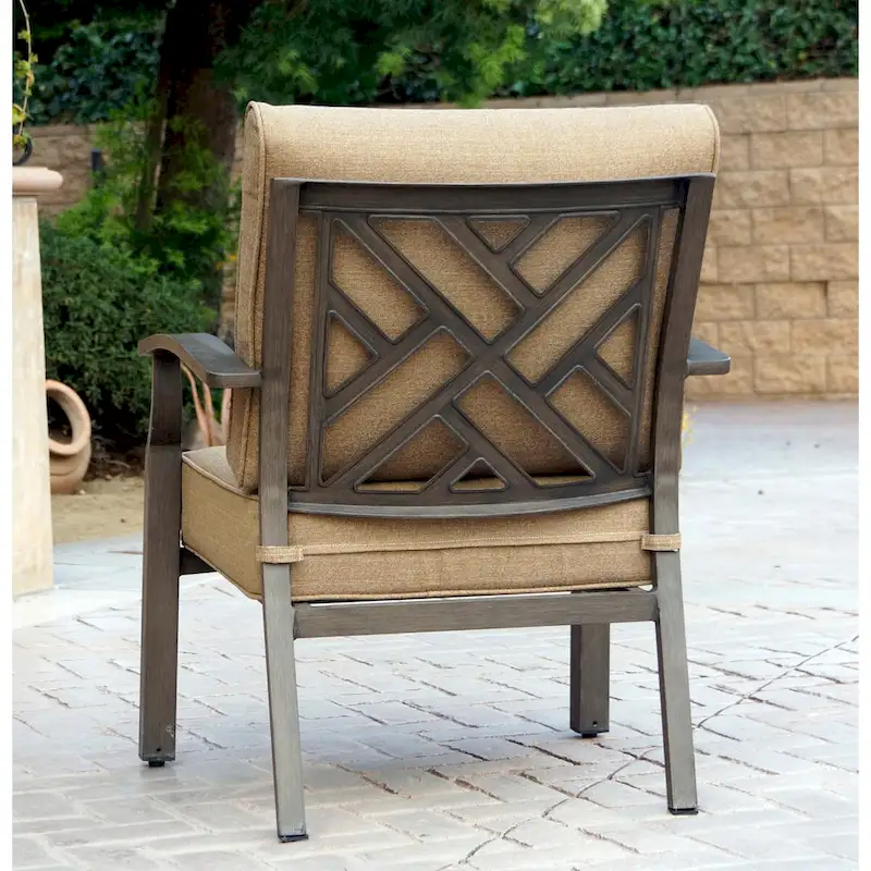 Brooklyn 4-Piece Patio Conversation Set with Cushions and 32 x 50 Rectangular Propane Fire Pit Coffee Table