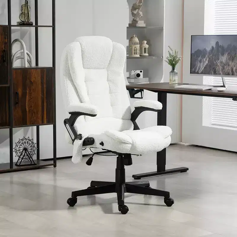 Vinsetto 6 Point Vibrating Massage Office Chair with Heat, Velvet High Back Executive Office Chair with Reclining Backrest, Armrests