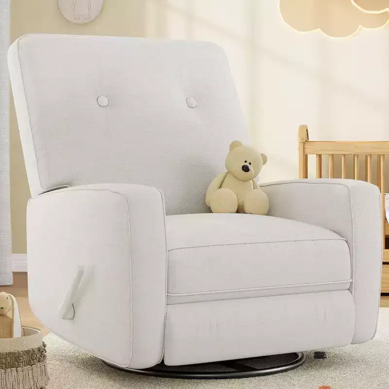 Oversized Swivel Rocker Recliner Chair, Linen, 360 Glider Recliner for Living Room, Bedroom