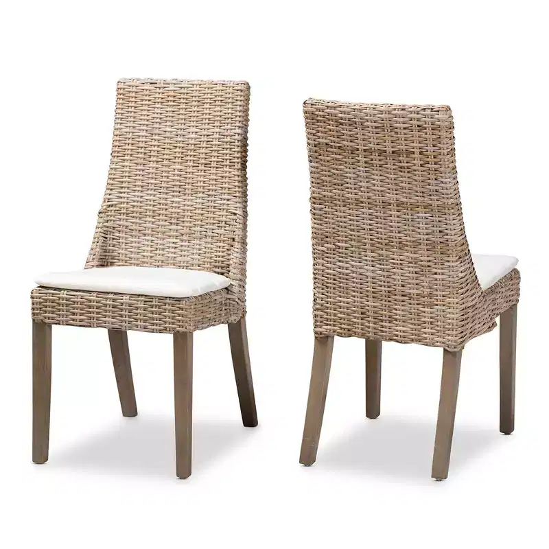 2pc Toby Rattan Dining Chair Set Brown - bali & pari: Comfort Cushion, Sturdy Backrest, Indonesian Craftsmanship