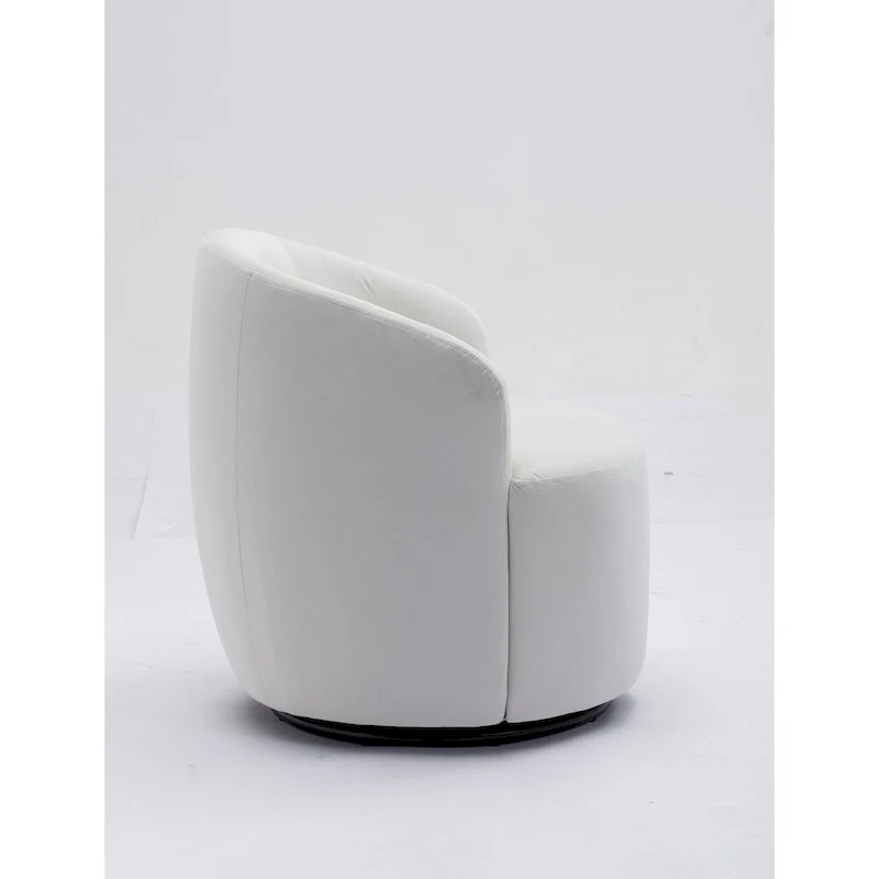 Velvet Fabric Swivel Barrel Chair with Black Powder Coating Metal Ring