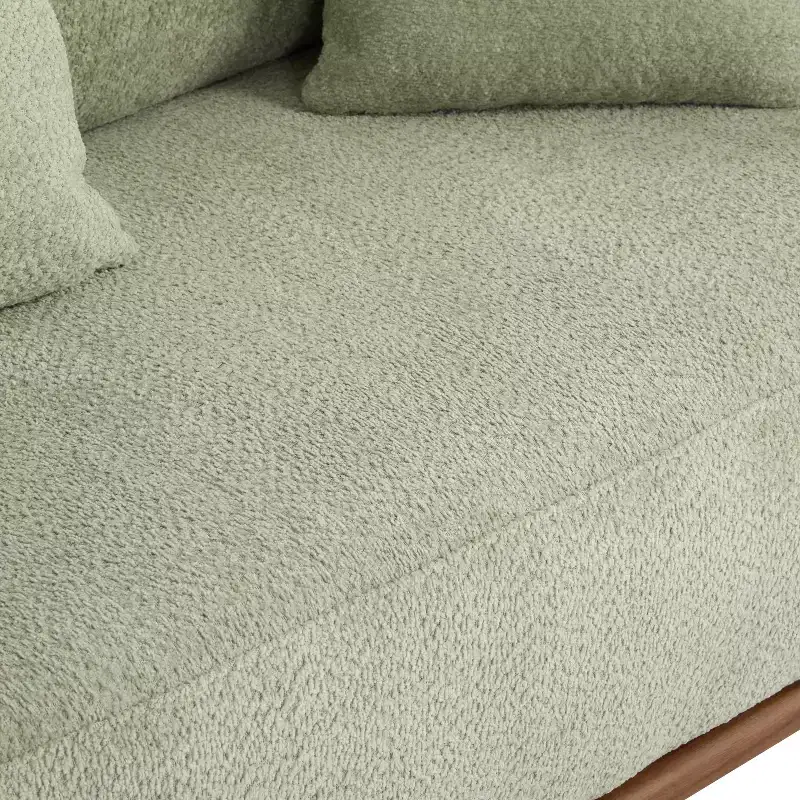 Christopher Knight Home Tadg 82 Rubberwood Boucle Upholstered 3 Seater Curved Sofa with 3 Pillows and Round Arm