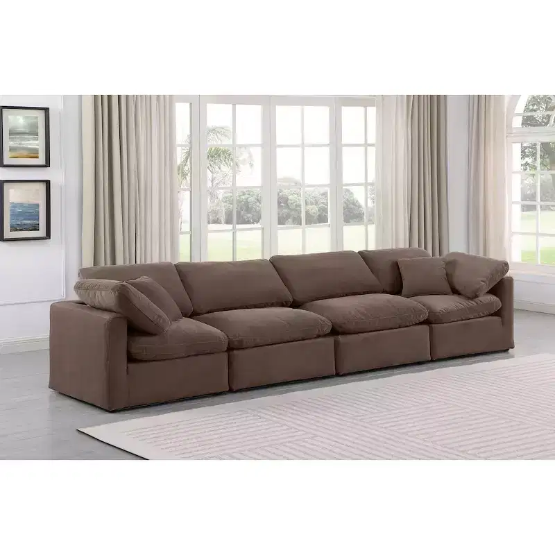 Meridian Furniture,Indulge Brown Velvet Modular Sofa