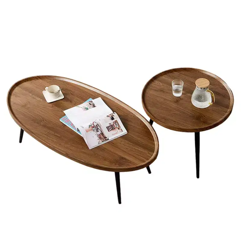 Modern Coffee Table Set of 2, 31 +19 Nesting Coffee Table Set, Wooden Cocktail End Table, Accent Center Table for Living Room Bedroom Office
