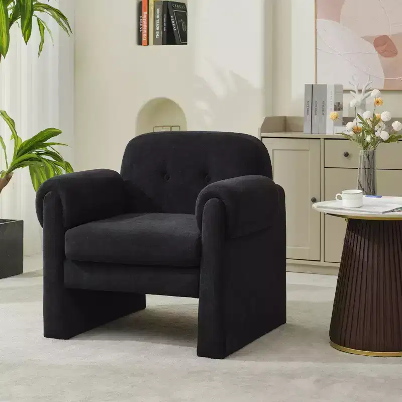 Fluffy Cloud Upholstered Accent Armchair Set of 2 Velvet Ergonomic Bedroom Reading Chair
