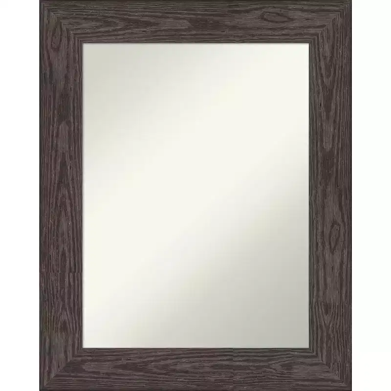 Amanti Art Bridge Black Non-Beveled Wood Bathroom Wall Mirror 30 x 24 in.