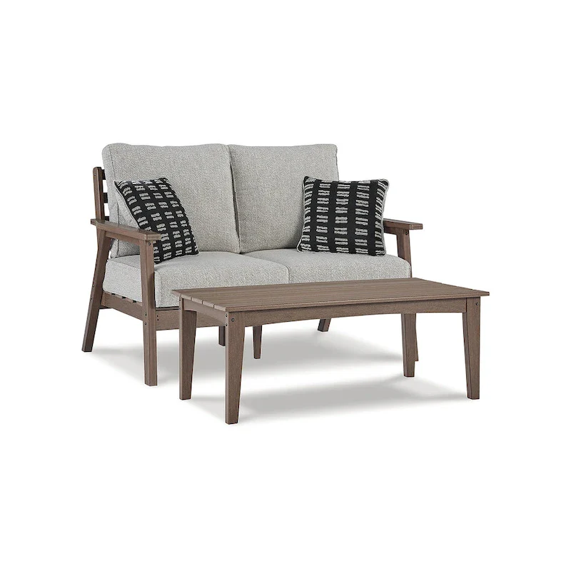 Signature Design by Ashley Emmeline Brown/Beige 2-Piece Outdoor Seating Package - 53.5 W x 34.5 D x 35 H