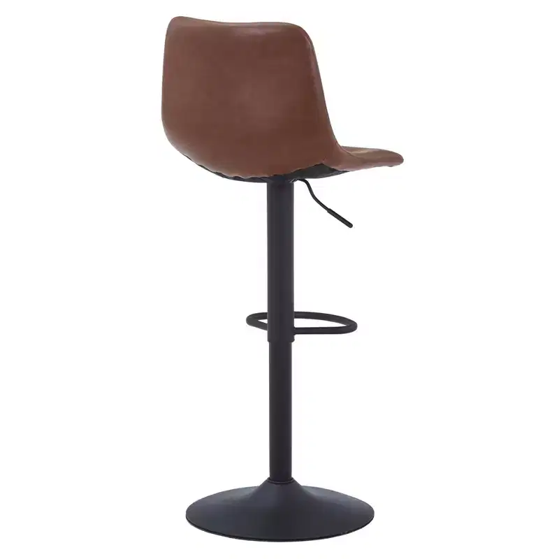 Adjustable Swivel Bar Stool Set of 2 Faux Leather Footrest Counter Height Kitchen