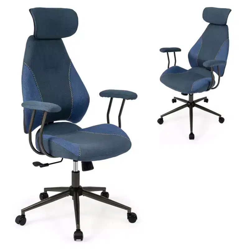 Costway Ergonomic Office Chair with 2D Headrest, Rocking Backrest & Wheels, Gaming Chair Blue/Brown & Beige/Gray & Blue