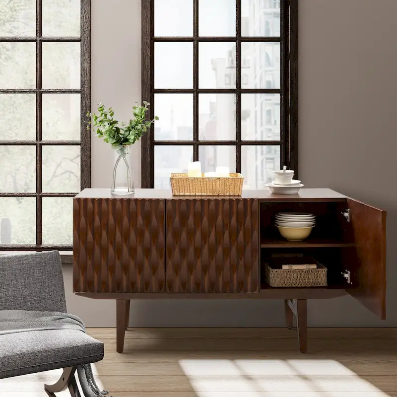 Modern Carved Geometric Patterns Sideboard