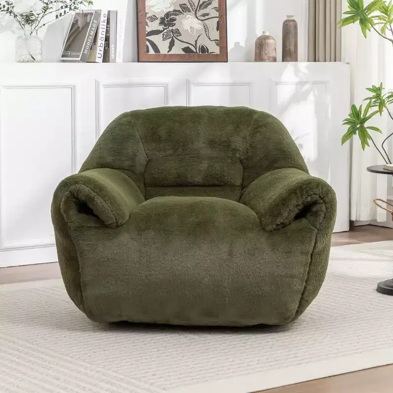 Oversized Faux Fur Bean Bag Chair with Memory Foam for Adults & Kids