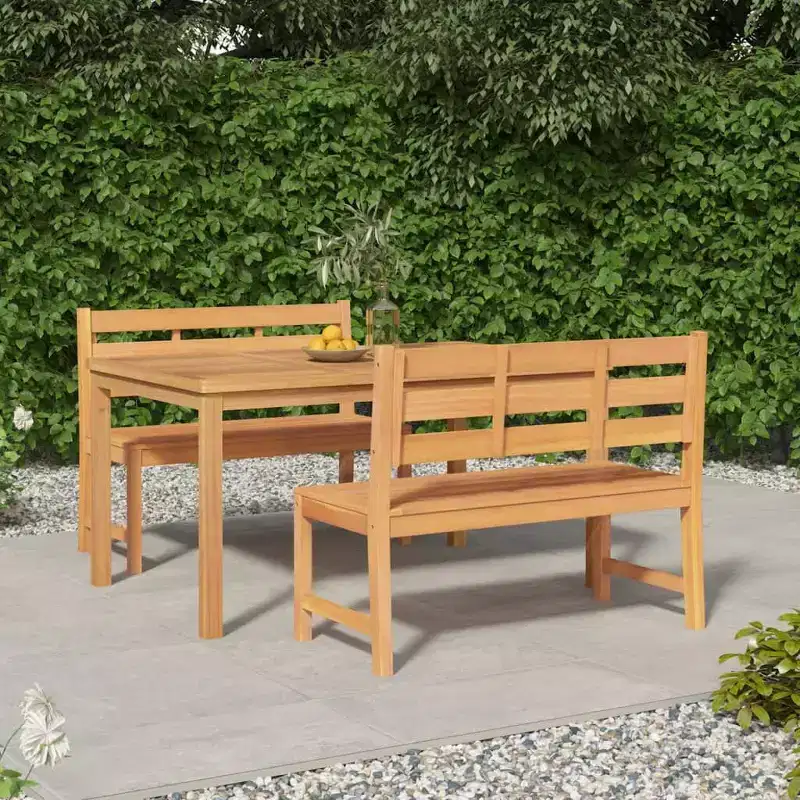 vidaXL Garden Dining Set Natural Wood Fine Sanded Teak Hardwood Standard
