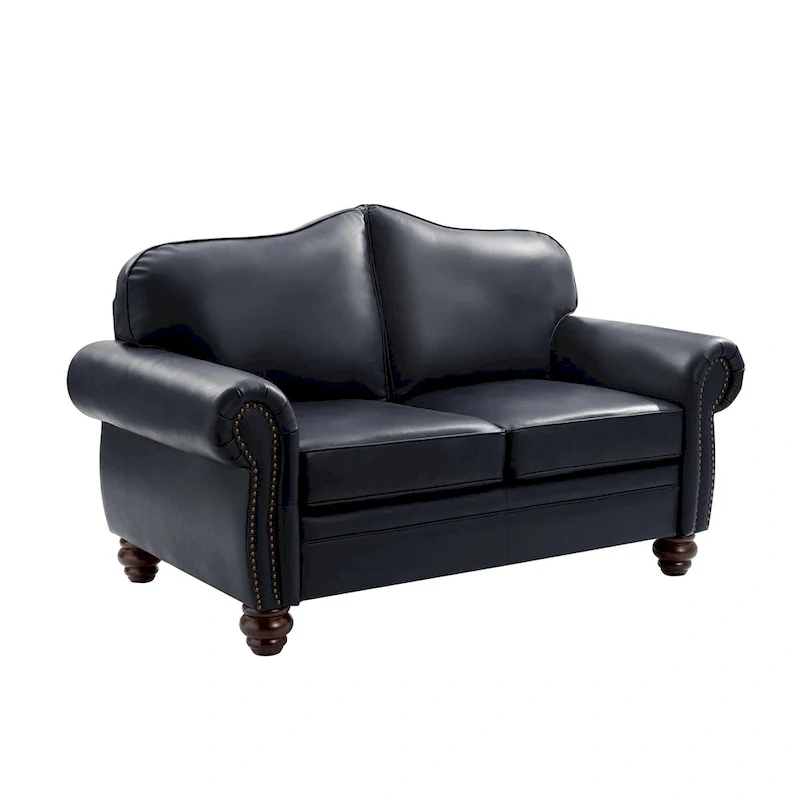 Angel Transitional Genuine Leather Sofa With Tufted Back by