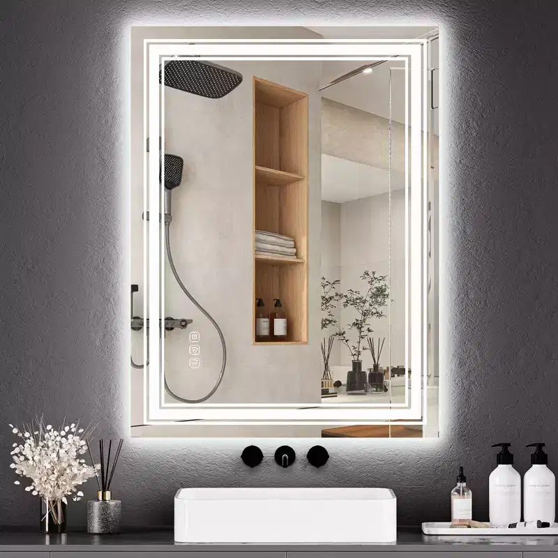 LED Backlit & Front-Lit Bathroom Mirror with Anti-Fog & Dimming