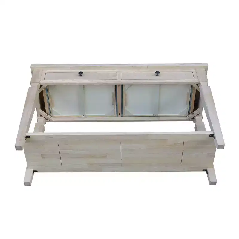 Vista Console and Sofa Table Natural - International Concepts: Durable Parawood, Modern Rectangle Design