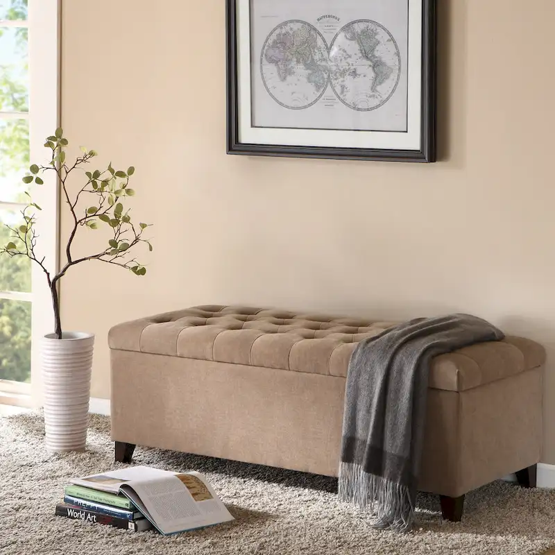 Tufted Top Upholstered Storage Bench