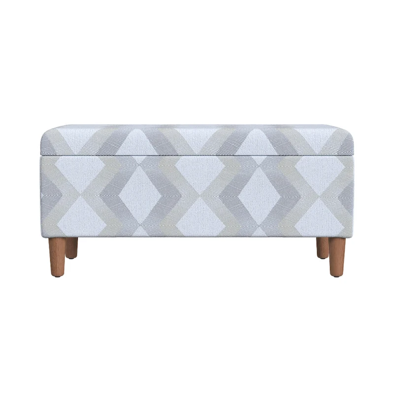 Zia Accent Storage Bench, Cream Gray Woven Diamond Pattern, 36 Inch