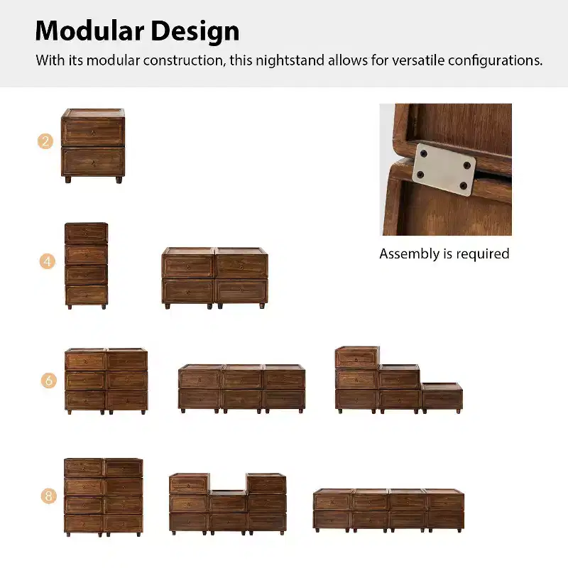 Oddone 2 - Drawer end table Set of 3 With Modular Design| ART OF LIVING DESIGNS