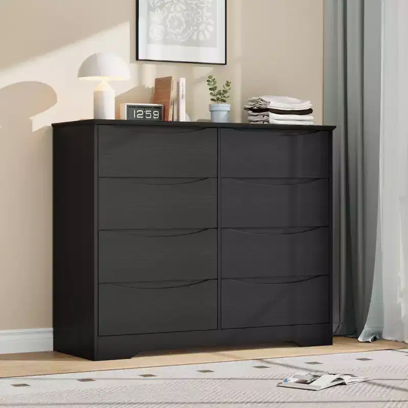 8-Drawer Wooden Dresser - 47.2 Wide, Deep Storage for Bedroom, Living Room & Hallway