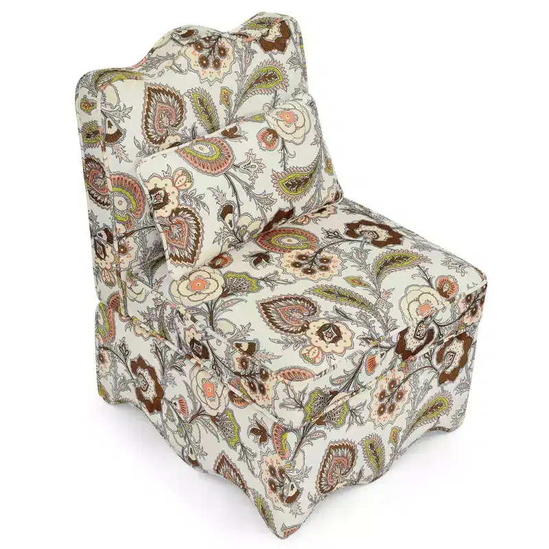 Flannel Single Dining Chair with Soft Cushion, Backrest & Matching Waist Pillow – No Armrests