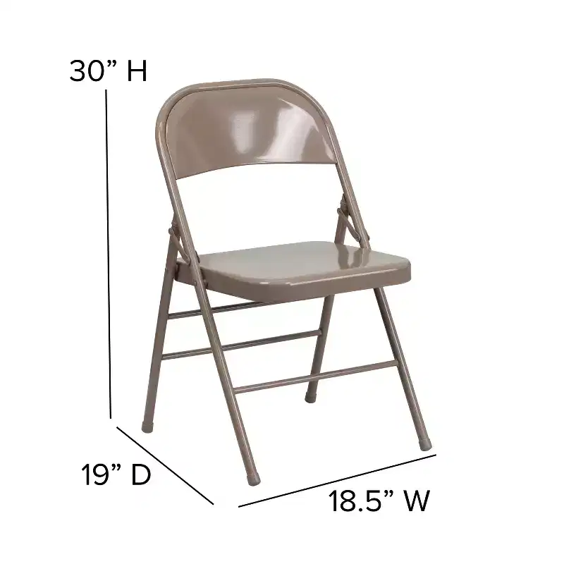 Emma and Oliver 4 Pack Triple Braced & Double Hinged Metal Folding Chair