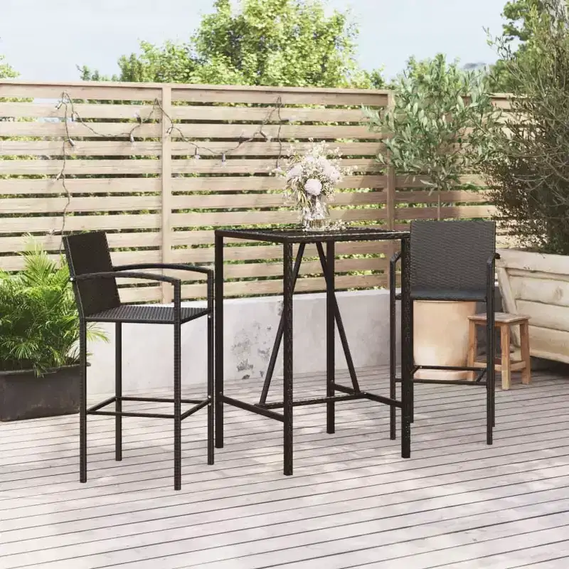 vidaXL Trendy Garden Bar Set with Rattan and Glass