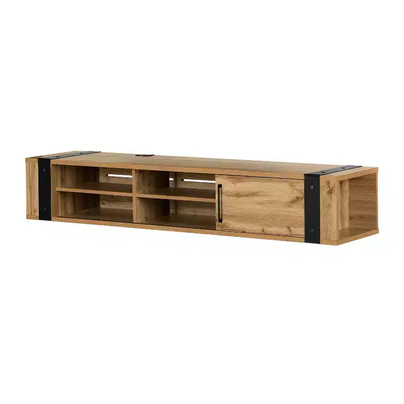 Industrial Wall-Mounted TV Stand with Adjustable Shelves for TVs up to 75