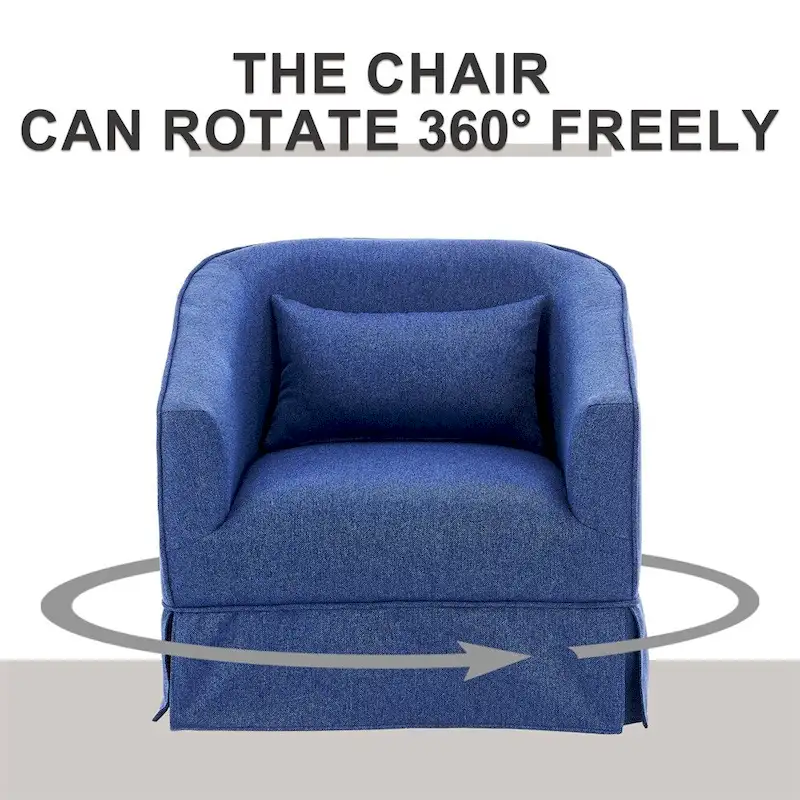 Swivel Barrel Chair with Ottoman and Black Metal Base