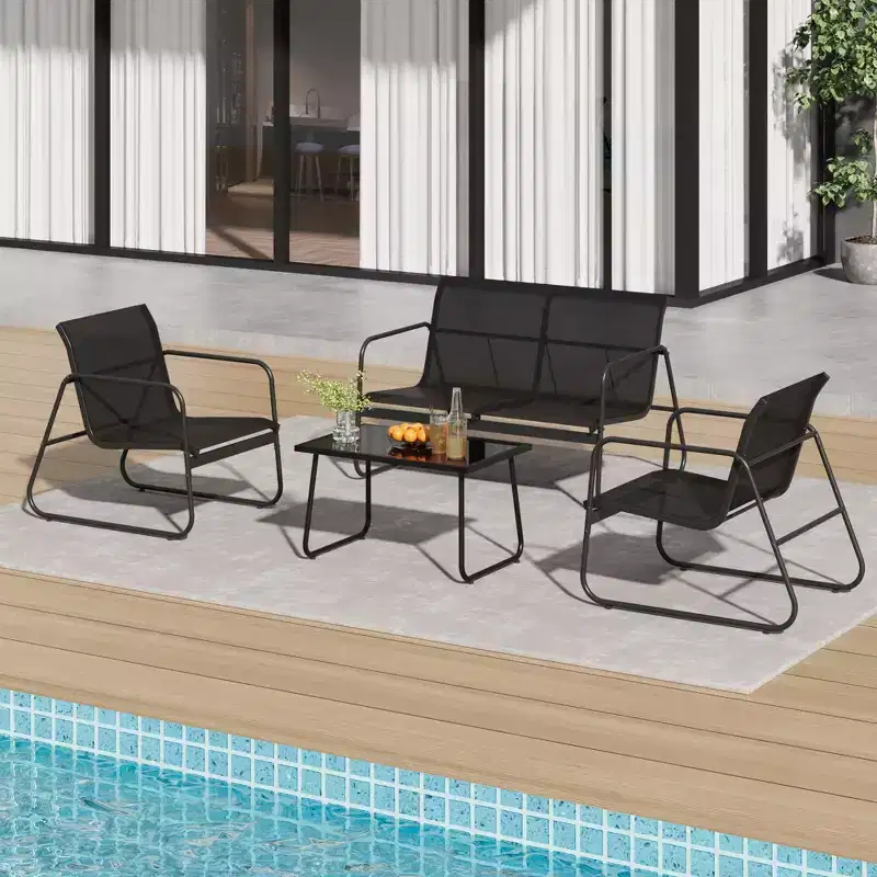 TROPOW 4 Piece Patio Conversation Set, Outdoor Conversation Set