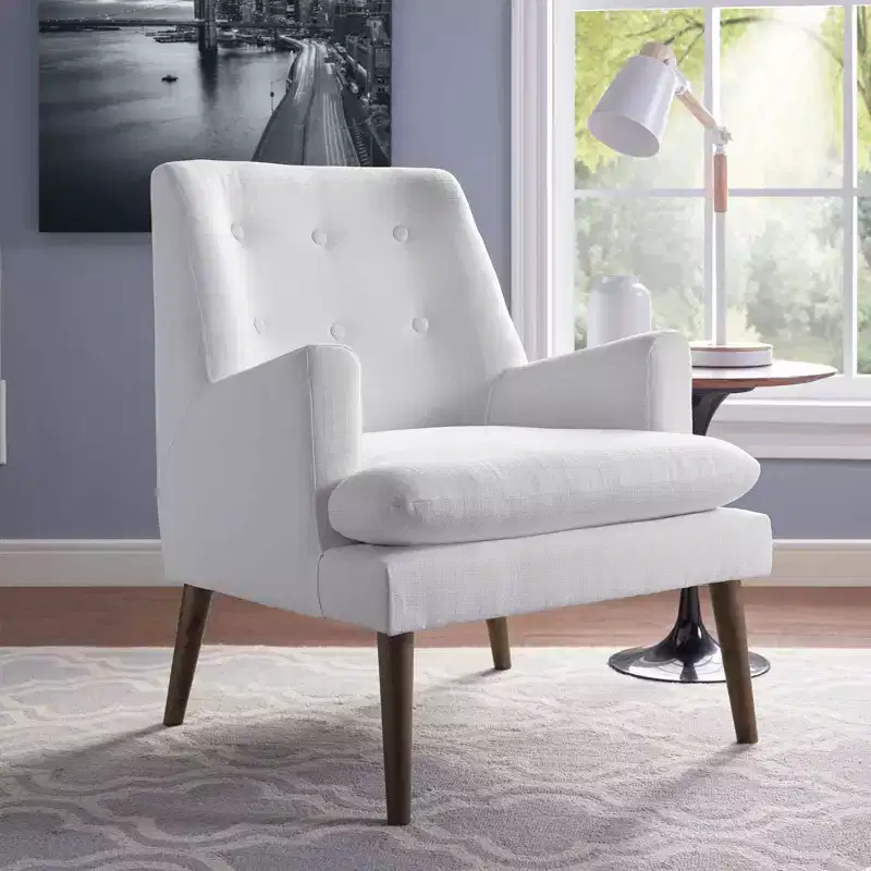 Leisure Upholstered Lounge Chair White - Modway: Mid-Century Modern, Bedroom Accent, High-Density Foam